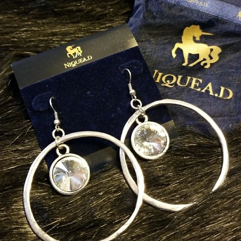 NIQUEA.D // ltd ed silver hoop large crystal hoop